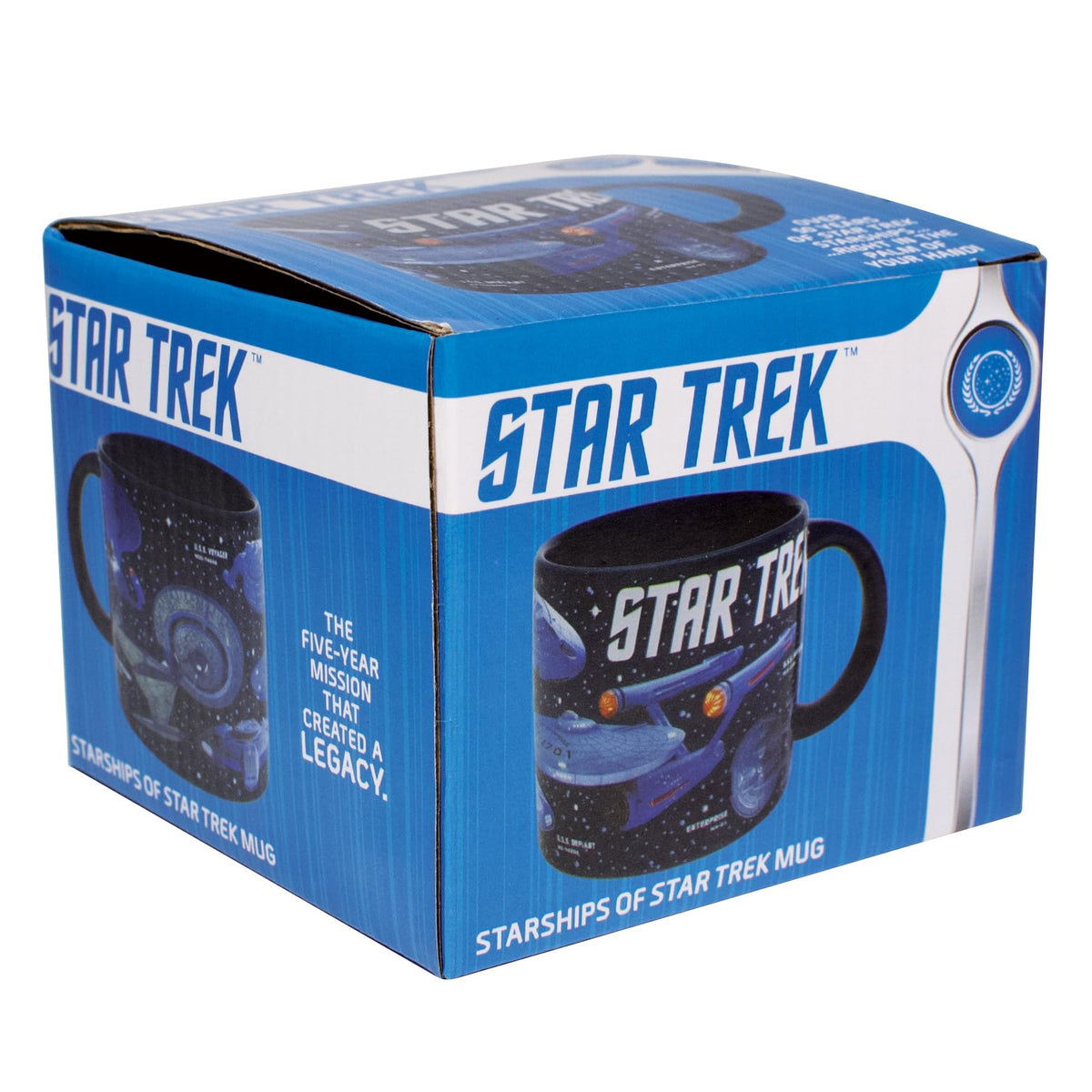 The Unemployed Philosophers Guild Starships mug, collection-inspired art for fans.