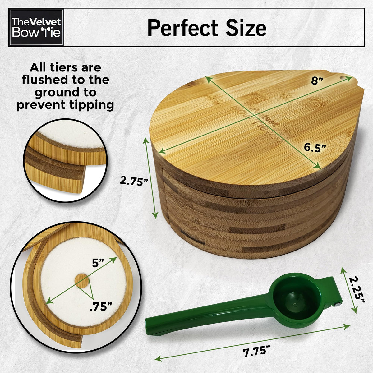 The Velvet Bow Tie bar cart scene pairs with natural bamboo aesthetics.