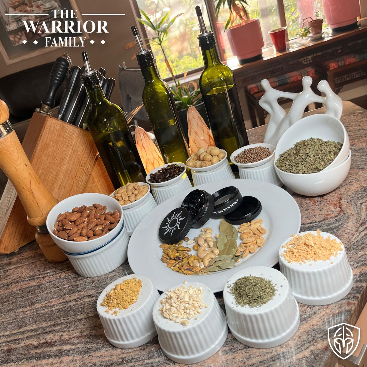 The Warrior Family 4-Piece Grinder anodized aluminum body resists wear and corrosion.