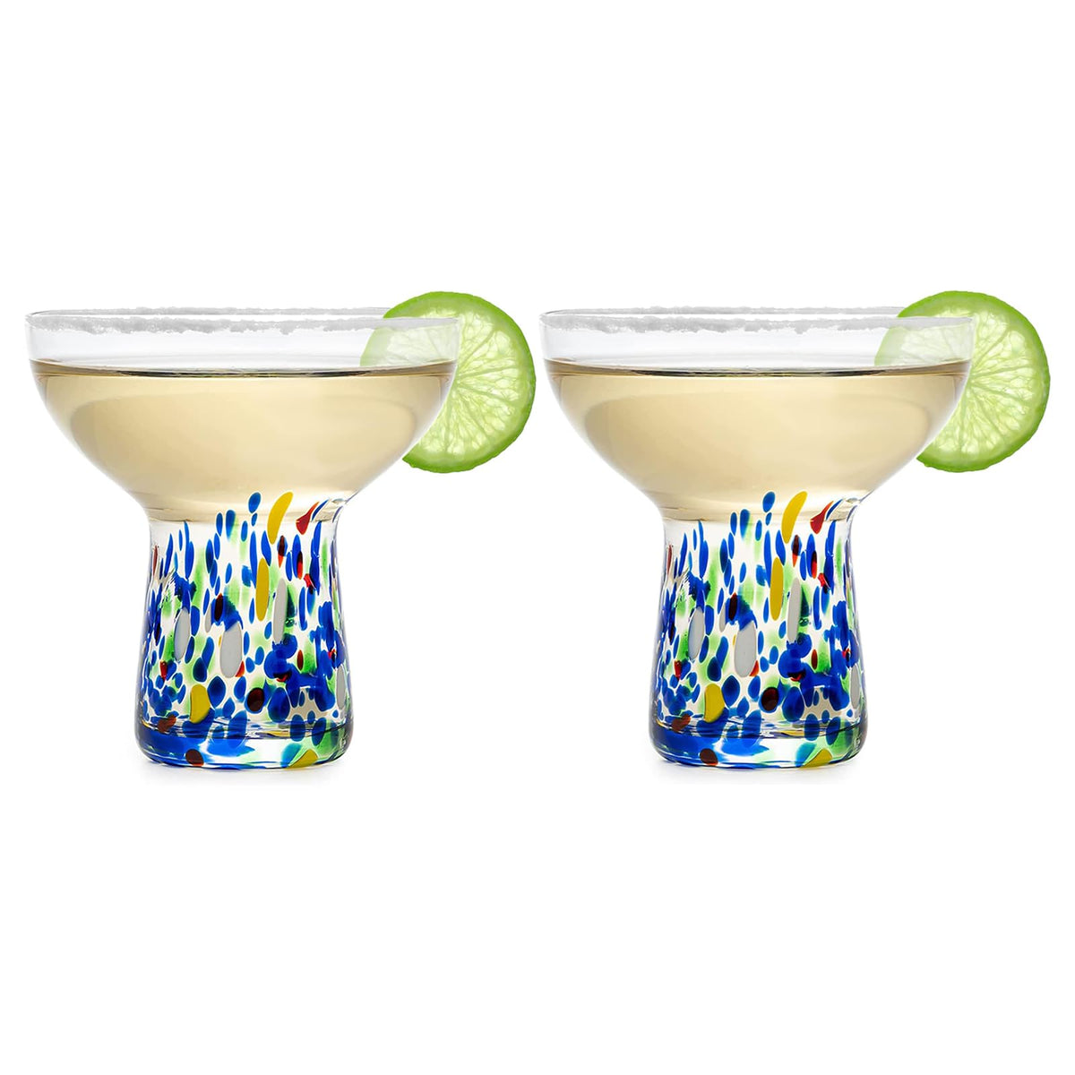 The Wine Savant confetti margarita glasses 2pc add festive flair to any fiesta.