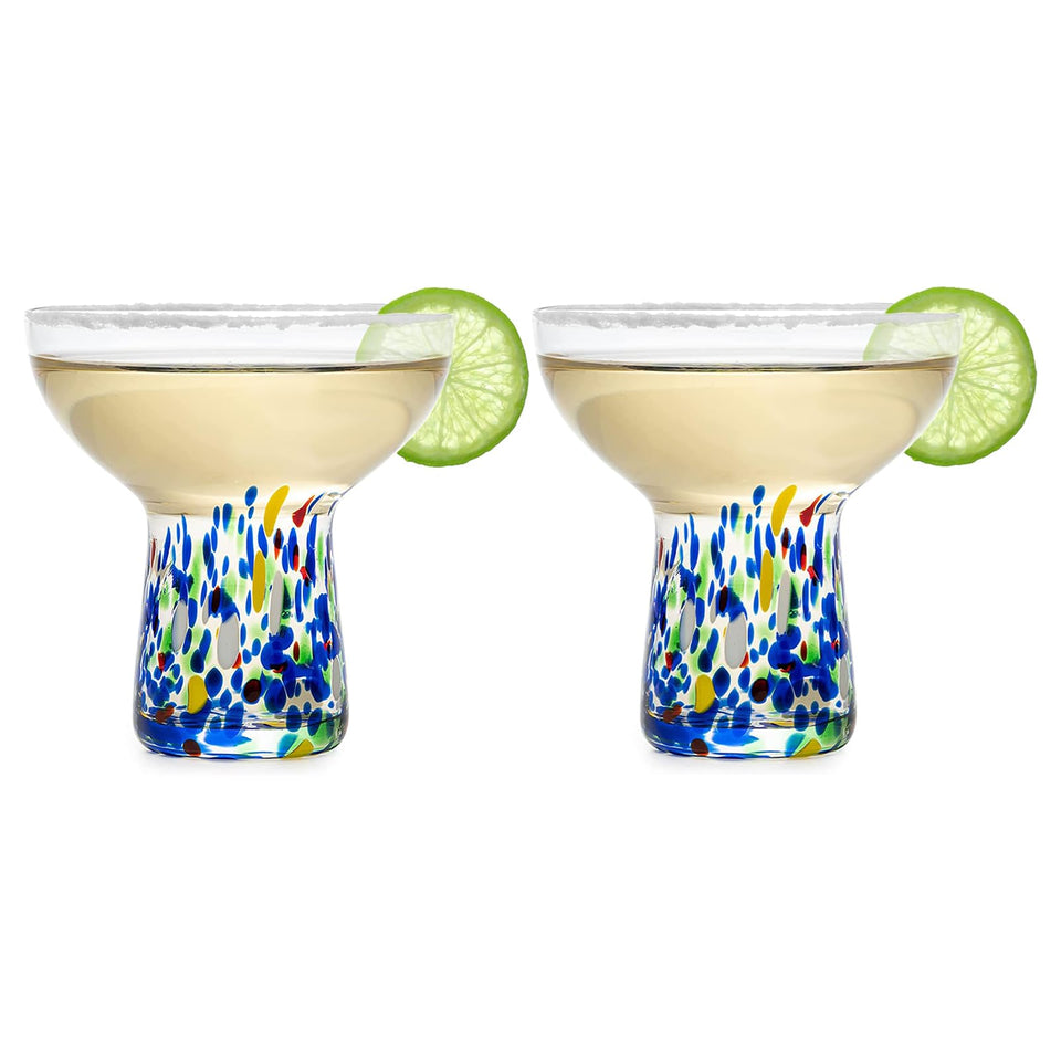 The Wine Savant confetti margarita glasses 2pc add festive flair to any fiesta.