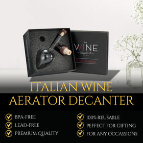 The Wine Savant minimalist design highlights aeration during pour for refined taste.