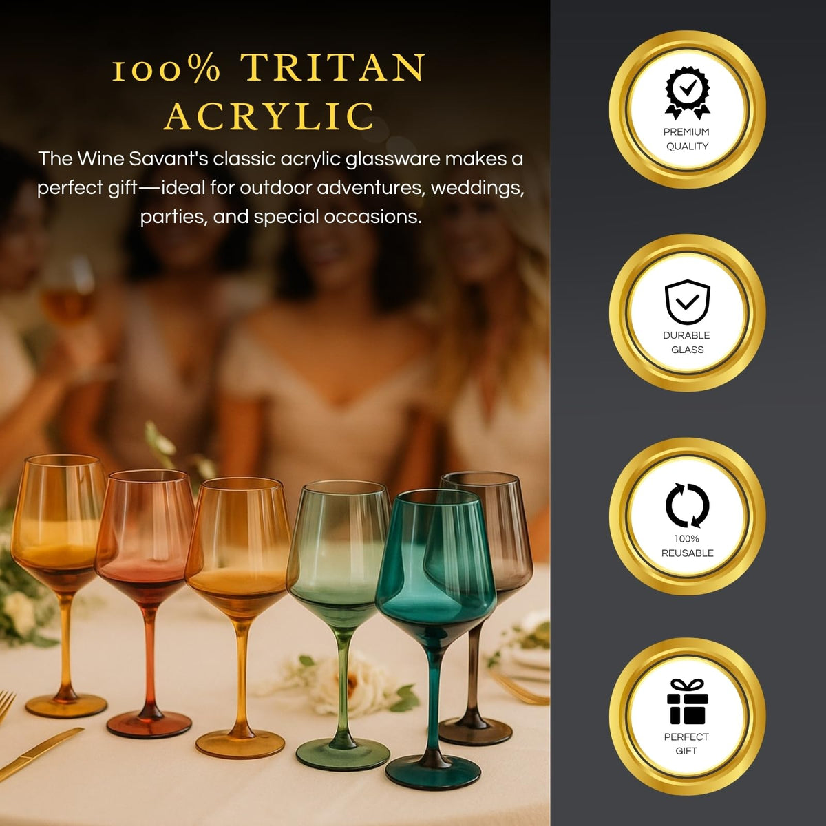The Wine Savant shatterproof outdoor glasses ideal for poolside events.