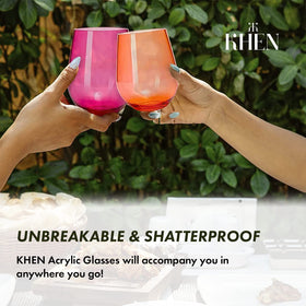 The Wine Savant green unbreakable stemless glass for casual dining.