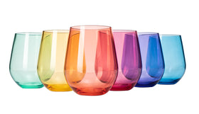 The Wine Savant red unbreakable stemless glass for outdoor entertaining.