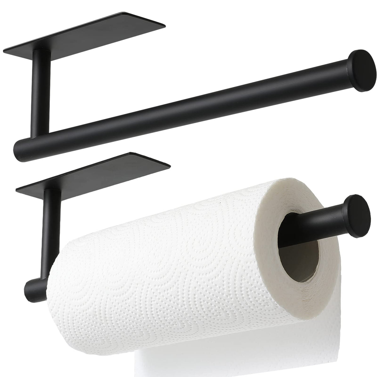 theaoo 2-pack paper towel holder under cabinet in matte black keeps counters tidy and organized