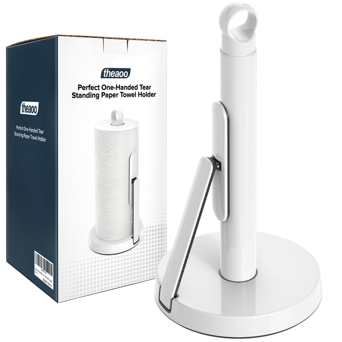 Theaoo heavy-duty stainless steel towel holder with tension arm for one-handed tearing.