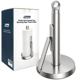 theaoo heavy-duty stainless steel paper towel holder with tension arm for tidy tearing