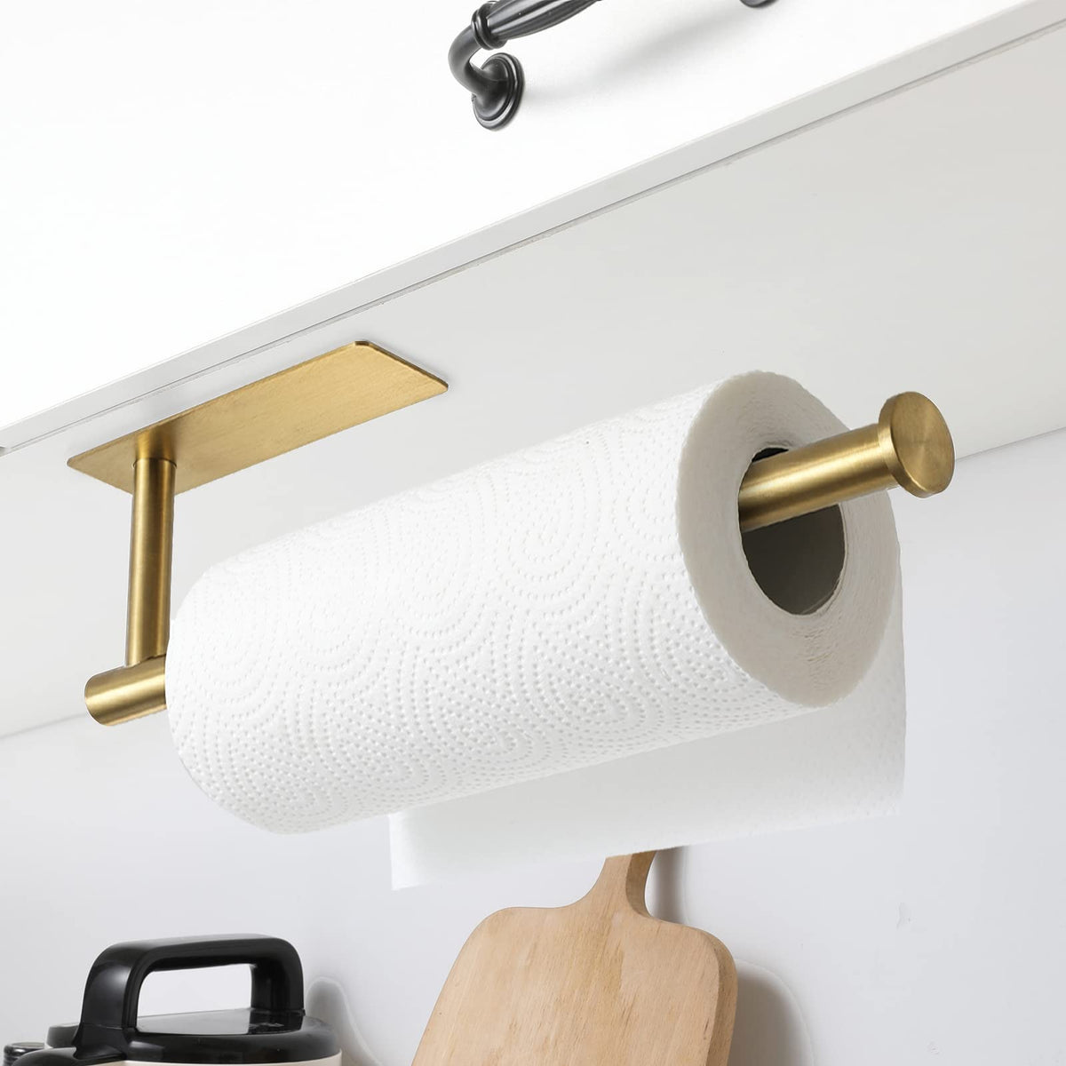 theaoo gold under-cabinet paper towel holder highlights sleek space-saving design