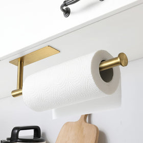 theaoo gold under-cabinet paper towel holder highlights sleek space-saving design