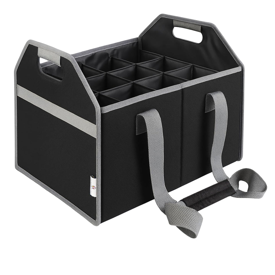 The Barsentials 12-bottle carrier collapsible for easy travel and storage.