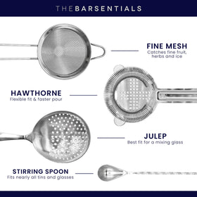 TheBarsentials Julep strainer poised for a smooth, controlled pour