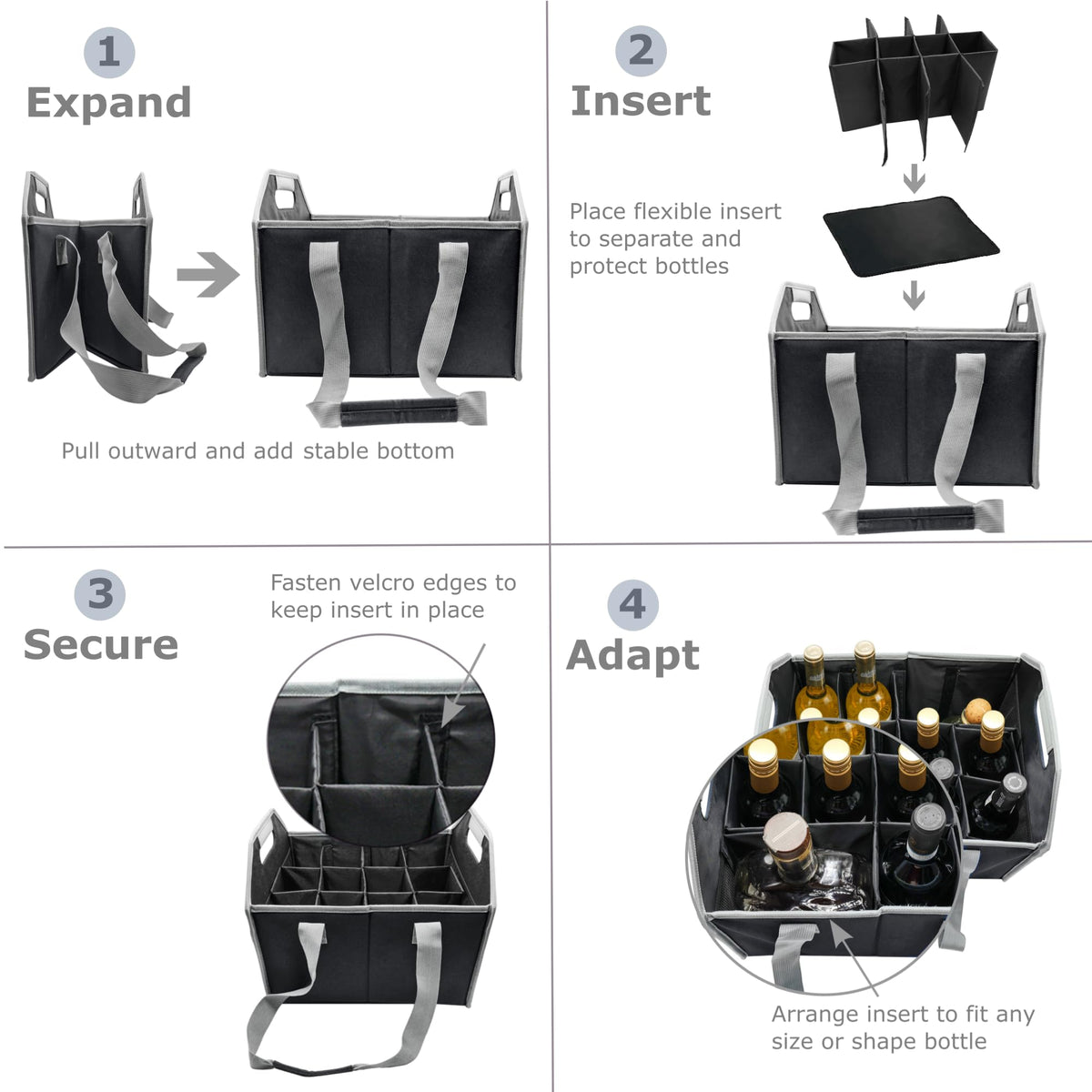 The Barsentials inside mesh pockets hold corkscrews and bottle openers.