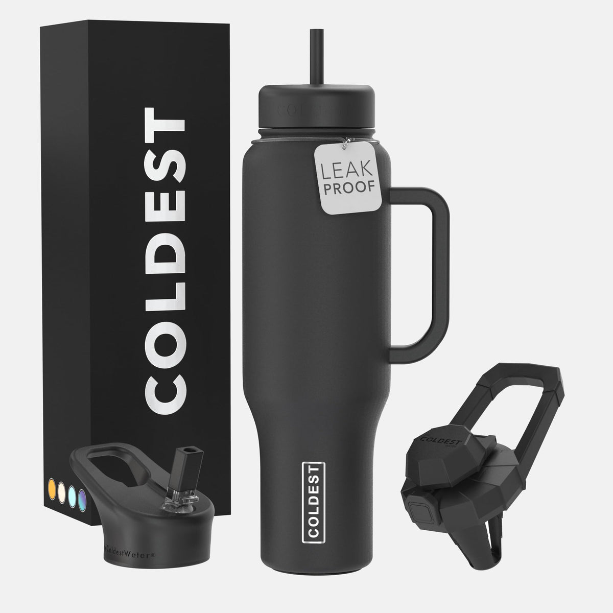 The Coldest Water tumbler handle with non-slip grip for secure all-day use.