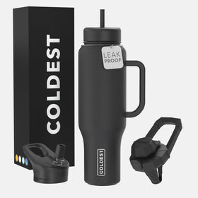The Coldest Water tumbler handle with non-slip grip for secure all-day use.