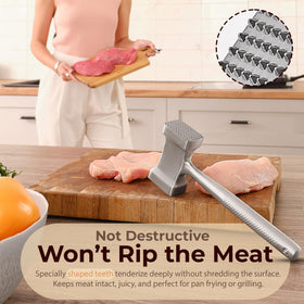 TheDOM dishwasher-safe mallet simplifies cleaning after cooking.