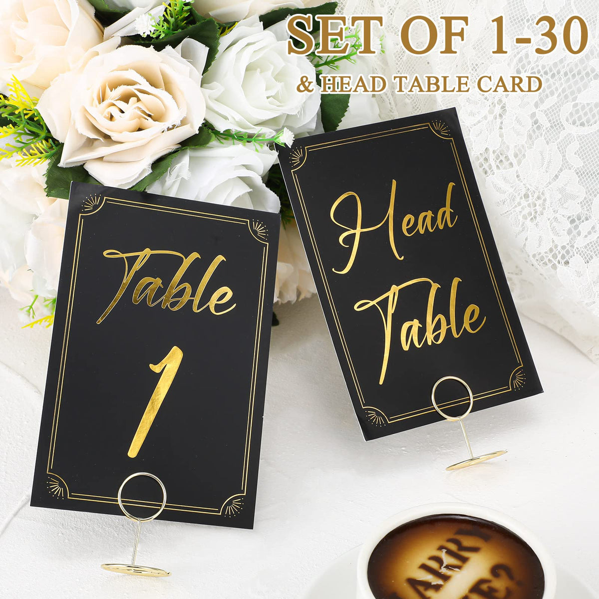 Thenshop black with gold border cards add romantic wedding ambiance