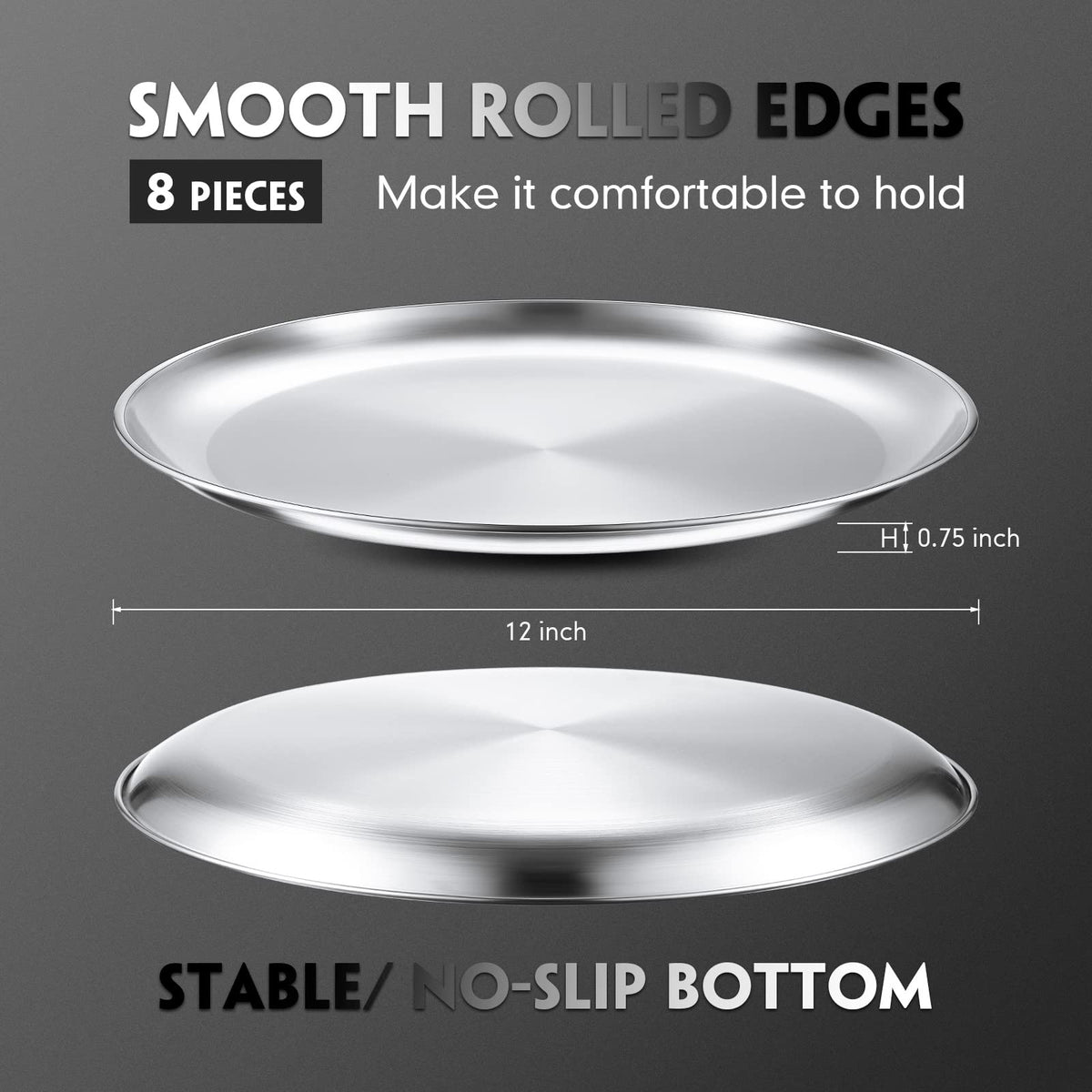 Thenshop durable stainless steel pizza pan showing heavy duty construction