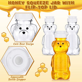 Thenshop transparent honey bottle with flip top ideal for syrups.