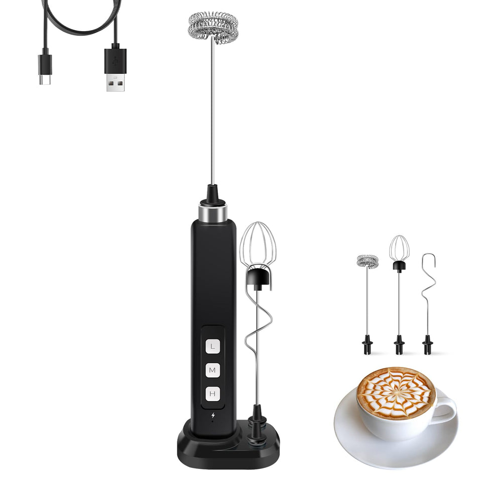 Theresduet frother base with storage keeps the counter organized