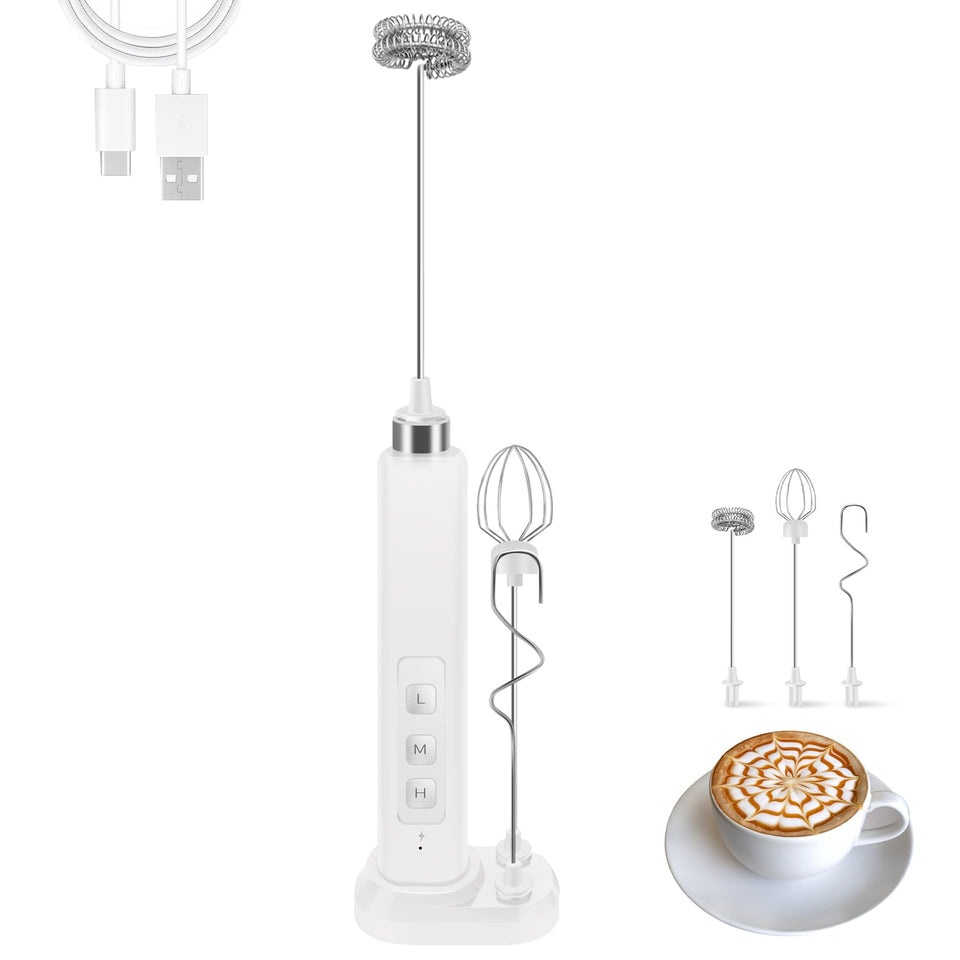 Theresduet charging-base keeps the frother ready and neatly stored