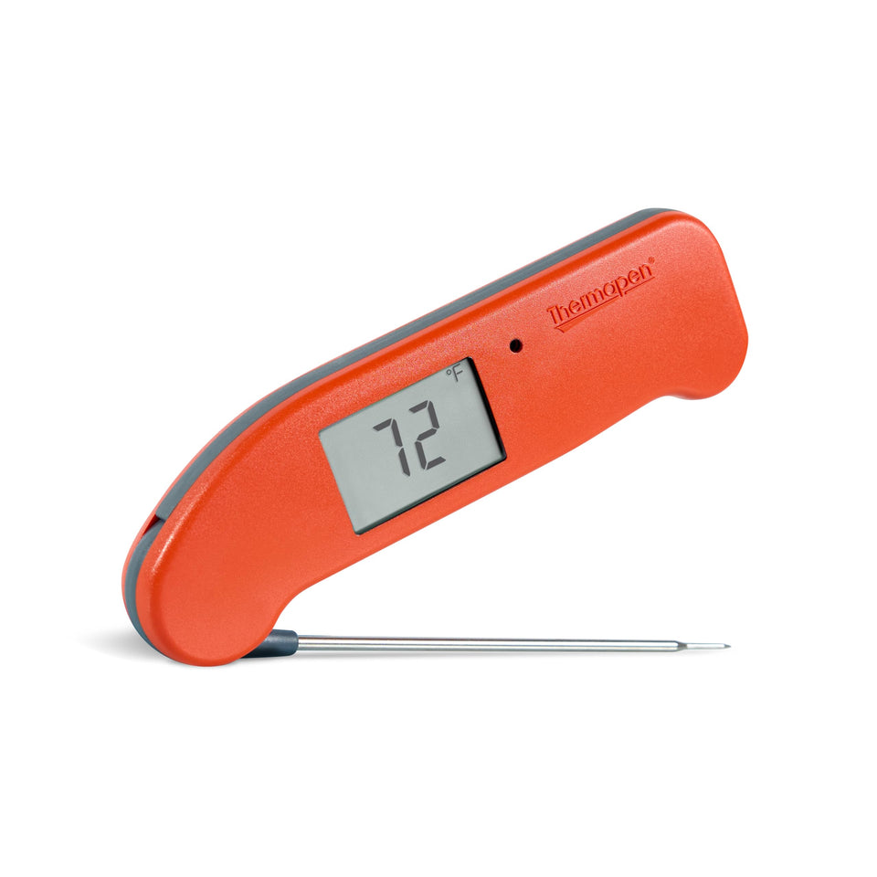 Thermapen ONE probe in steak for quick, accurate doneness checks.
