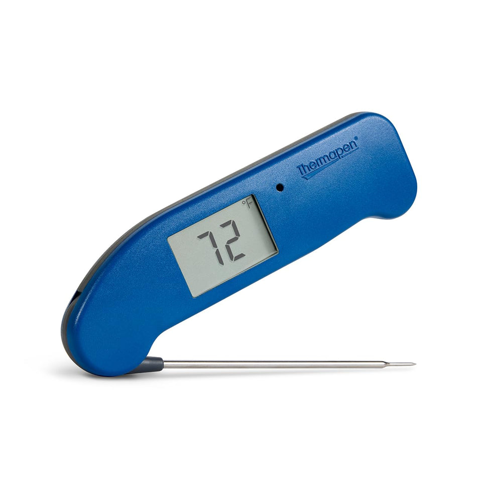 ThermoWorks Thermapen ONE nautical blue outer body for durable kitchen use.