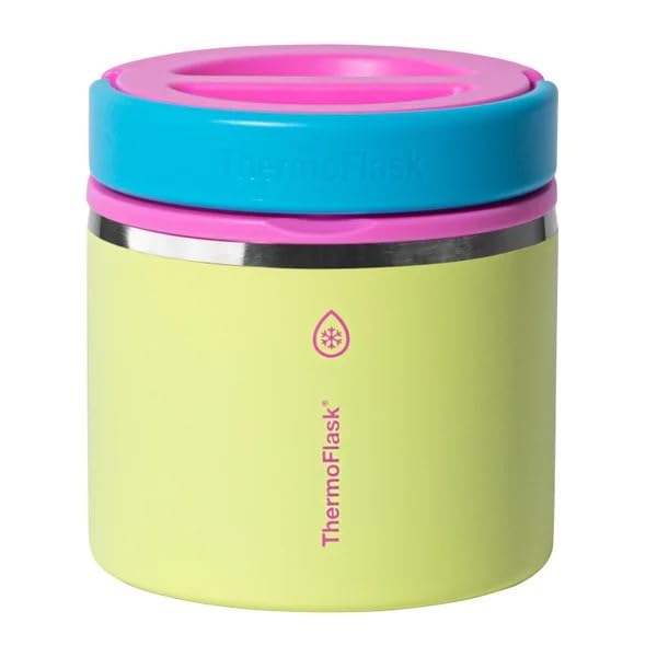 ThermoFlask 20 oz blue food jar keeps meals fresh during the day.