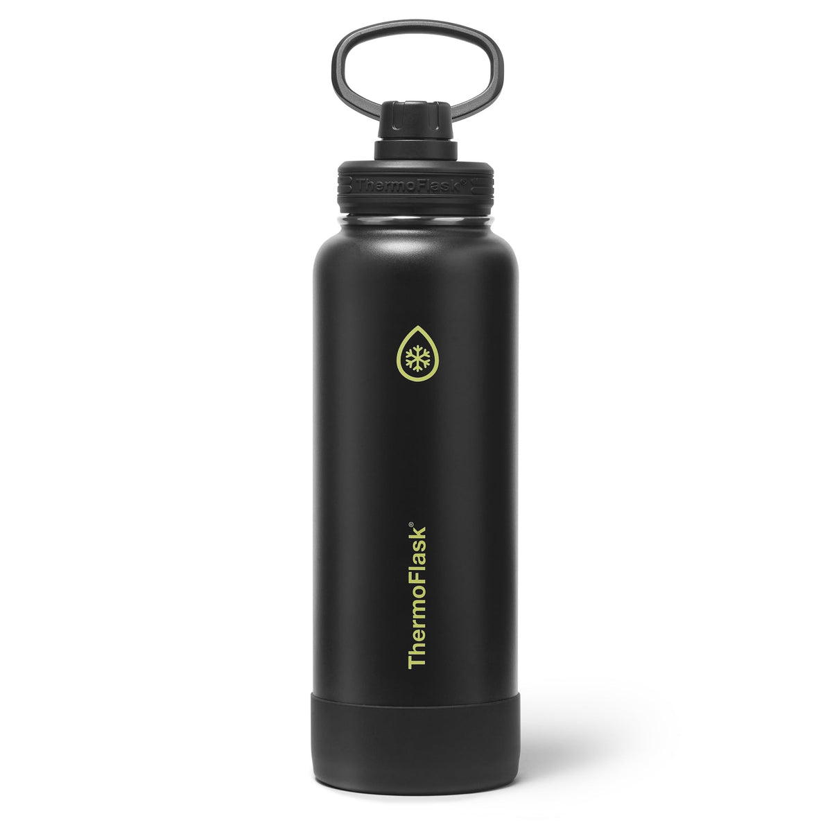ThermoFlask Shadow Glow bottle front view with leak-proof design for on-the-go hydration