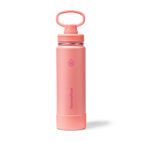 ThermoFlask bottle in Sunkissed Coral, front view, ideal for daily hydration on the go.