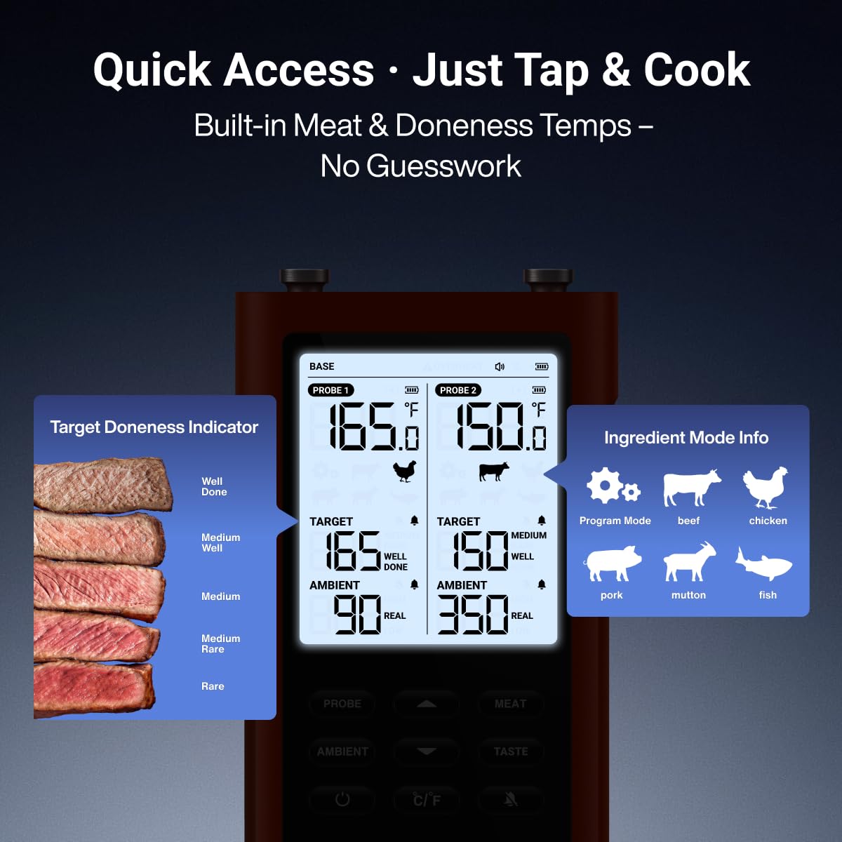 ThermoMaven 3000FT grill in action with real-time temperature monitoring