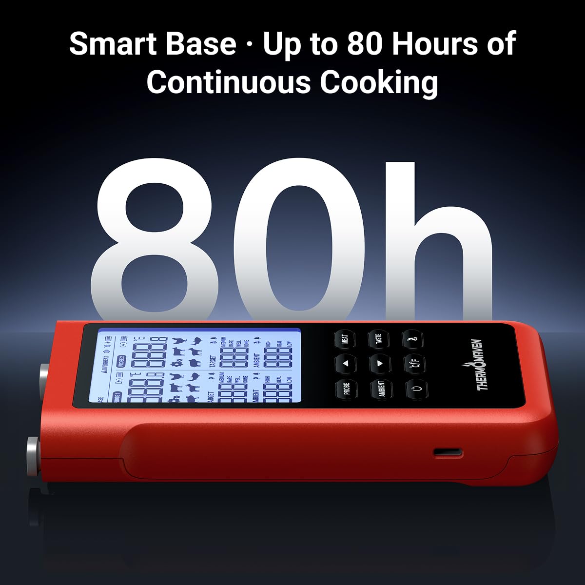 ThermoMaven 3000FT smoker session monitoring internal temps