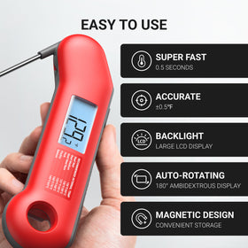 ThermoMaven auto-rotating backlit display enables easy reading from any angle.