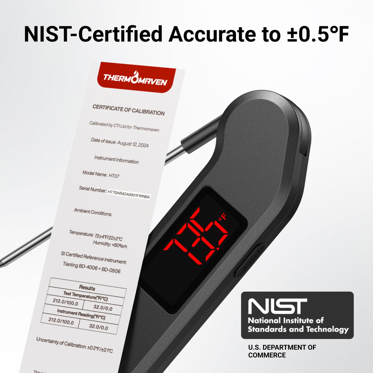 ThermoMaven digital thermometer with bright LED screen for quick checks