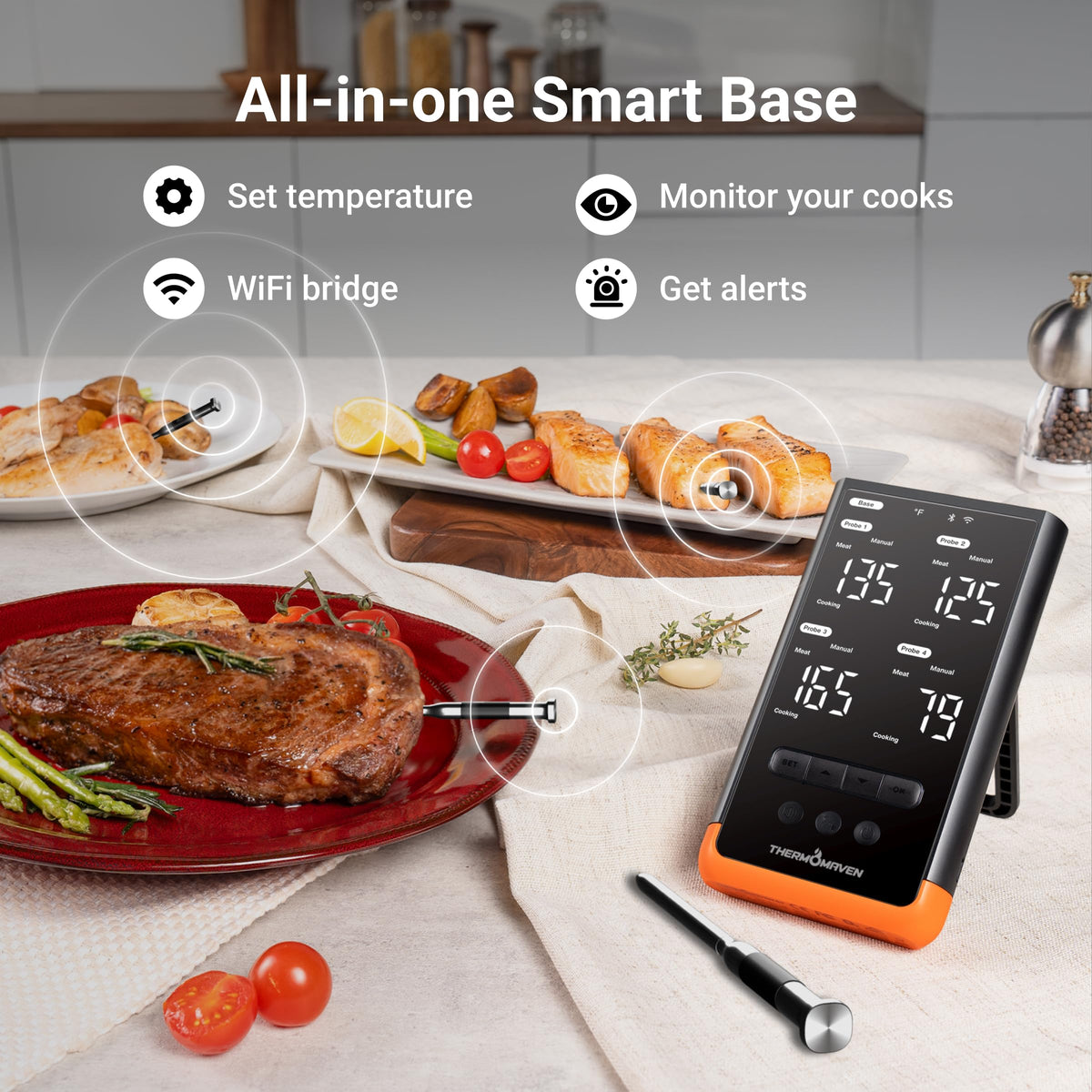 ThermoMaven G4 sub-1G range ensures stable signals across the kitchen.