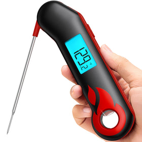 ThermoMaven instant-read thermometer showing a quick read for precise grilling.