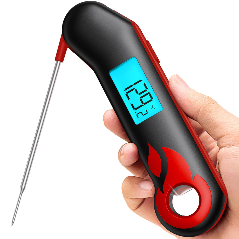 ThermoMaven instant-read thermometer showing a quick read for precise grilling.