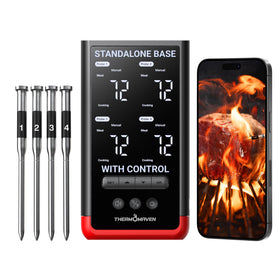 ThermoMaven P4 base display showing real-time readings for precise cooking.