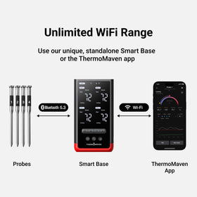 ThermoMaven P4 IPX8 waterproof probes simplify cleanup after grilling.