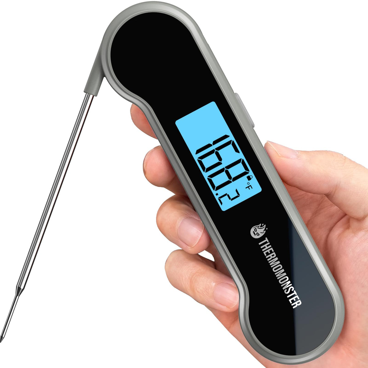ThermoMonster instant-read thermometer for quick, accurate meat temps.