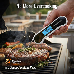 ThermoMonster auto flip display lets you read measurements in any lighting.