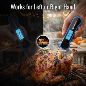 ThermoMonster auto-flip LCD display is easy to read from any angle.