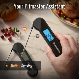 ThermoMonster auto-flip display aids visibility for both hands.
