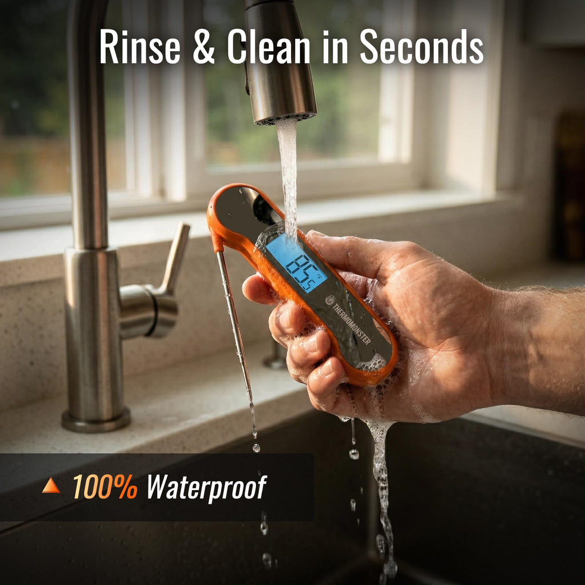ThermoMonster bright LCD for night grilling and dim kitchens