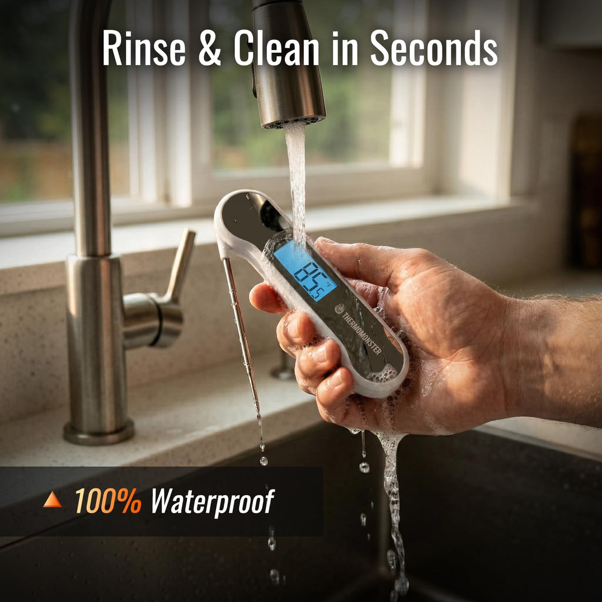 ThermoMonster ±0.5°F precision for accurate food temps.