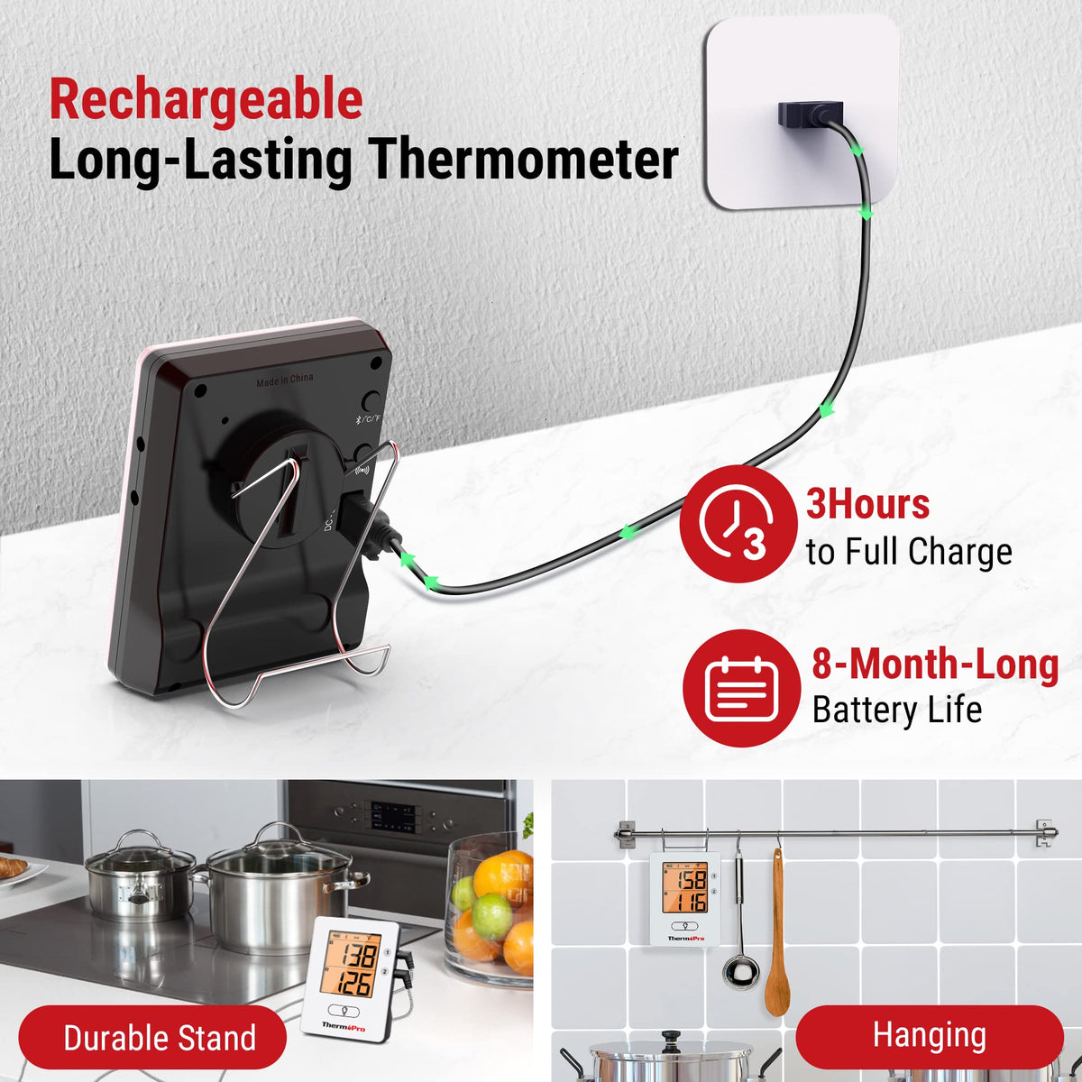 ThermoPro TP910 650-foot Bluetooth range for remote monitoring