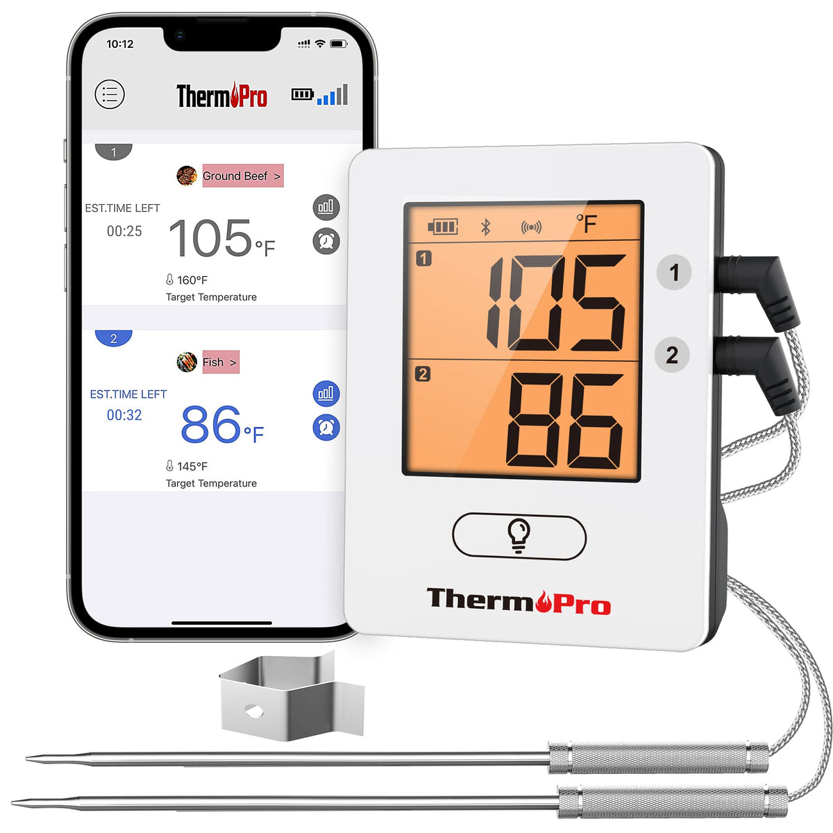 ThermoPro TP910 front display with backlight for night grilling
