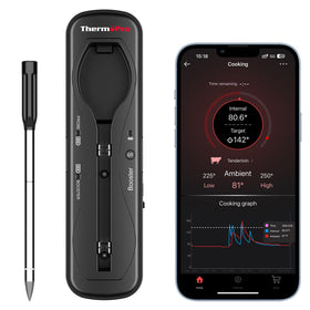 ThermoPro upgraded meat probe in use for precise high-heat cooking