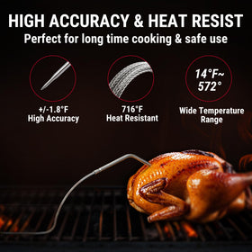 ThermoPro wide temp range supports low-and-slow smoking and hot grilling.