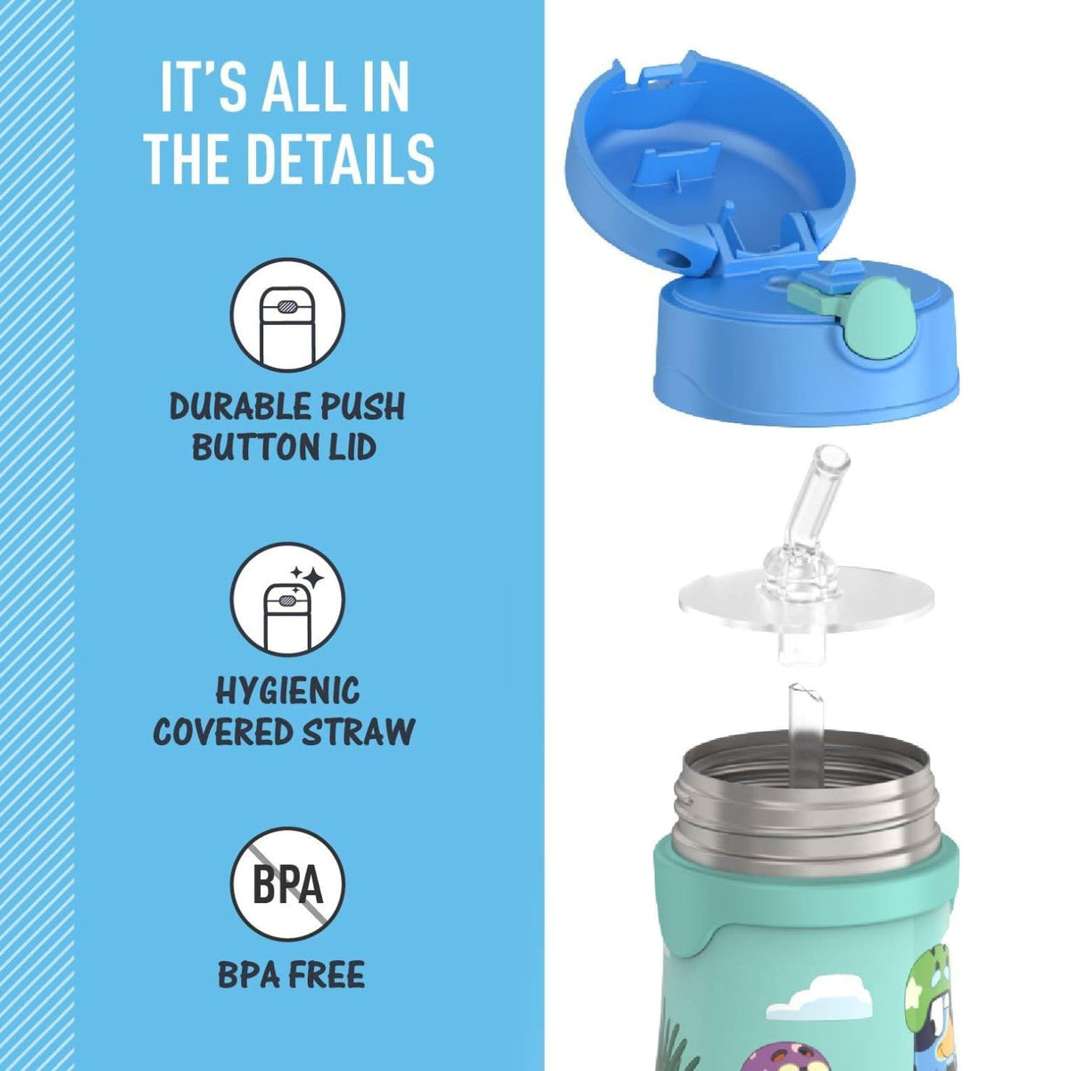 THERMOS 10oz stainless steel interior and exterior ensure durability.
